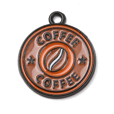 Coffee Alloy Enamel Pendants ENAM-I089-01B-01-1