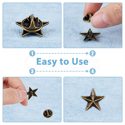 SUPERFINDINGS 24Pcs 4 Colors Alloy Star Brooches JEWB-FH0001-41-1