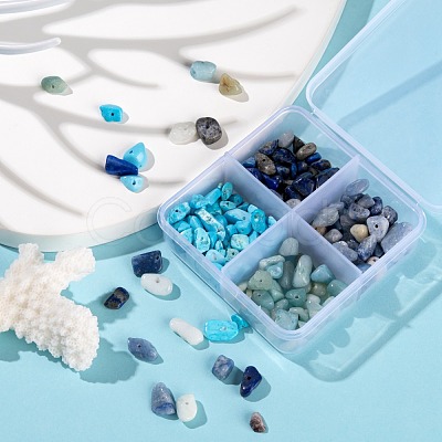 60G 4 Style Natural & Synthetic Gemstone Chip Beads G-FS0001-40-1