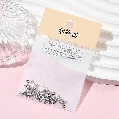 SHEGRACE Brass Micro Pave Clear Cubic Zirconia Double Star Links Connector Charms XGRQ2O669-454P-1