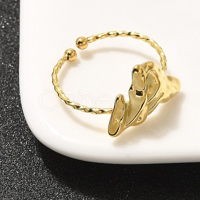 304 Stainless Steel Open Cuff Ring for Women RJEW-B109-01G-03-1