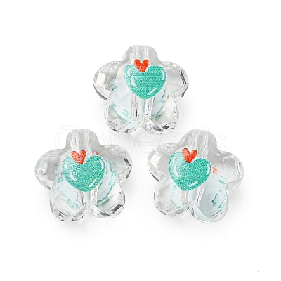 Transparent Printed Acrylic Beads OACR-H124-07-1
