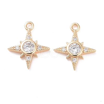 Brass Micro Pave Clear Cubic Zirconia Charms KK-G418-08G-1