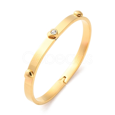 Heart 304 Stainless Steel Hinged Bangles for Women BJEW-K263-01G-1