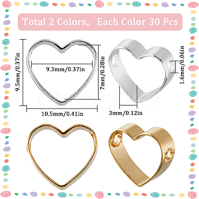 60Pcs 2 Colors Brass Bead Frame KK-SC0004-57-1