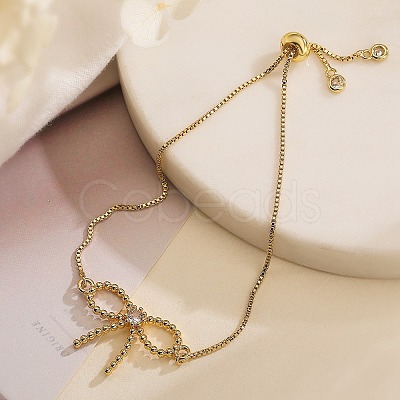 Brass Micro Pave Cubic Zirconia Silder Bracelets for Women LS-BJEW-C070-01A-G-1