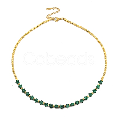 Synthetic Malachite Beaded Necklaces NJEW-P311-04A-G-1