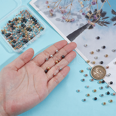 200Pcs 5 Colors Rack Plating Brass Beads KK-PH0011-70-1