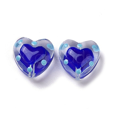 Glass Heart Beads GLAA-D005-01G-1