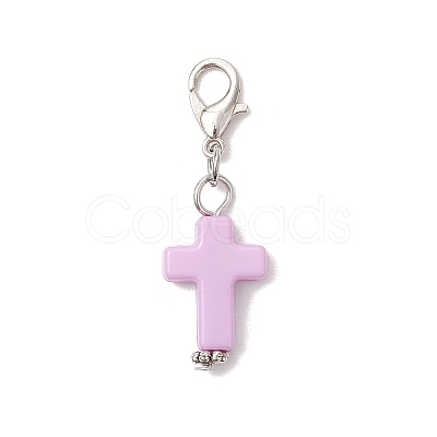Acrylic Cross Pendant Decorations HJEW-JM03778-02-1