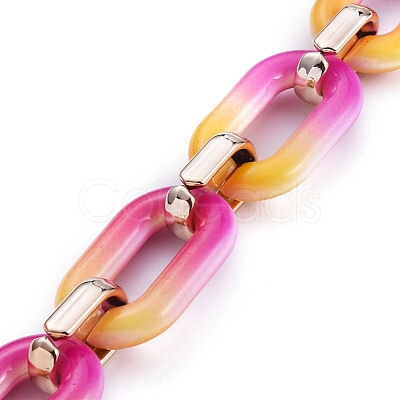 Handmade Two Tone Opaque Acrylic Cable Chains AJEW-JB00635-04-1