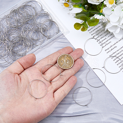200pcs 316 Surgical Stainless Steel Hoop Earring Findings STAS-HS0001-26E-1
