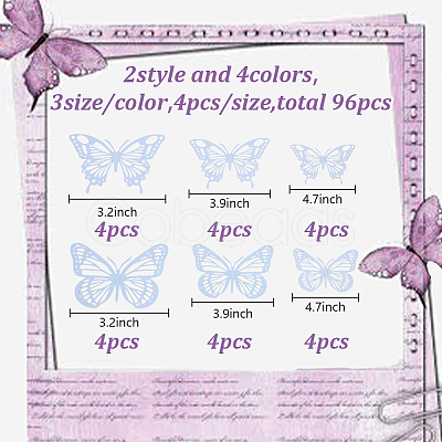 8 Sets 8 Styles Paper Hollow Butterfly Wall Stickers Decorations DIY-DR0001-70-1