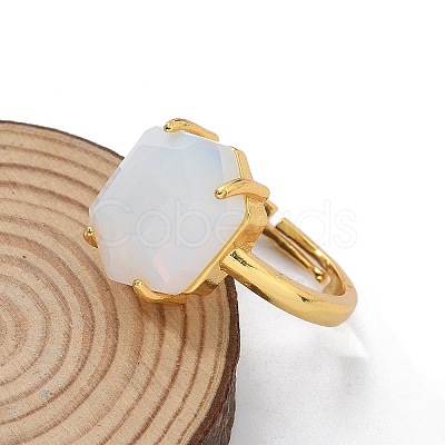 Hexagon Opalite Finger Rings RJEW-B113-02G-03-1