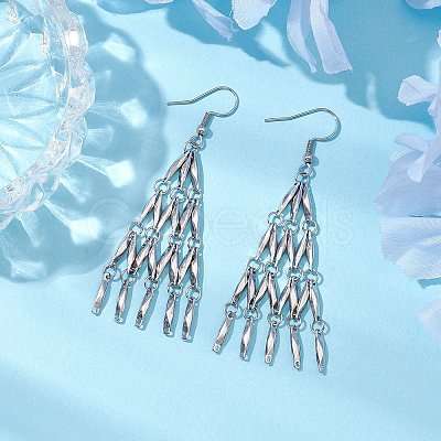 Non-Tarnish 304 Stainless Steel Bar Link Chain Dangel Earrings EJEW-JE05839-02-1