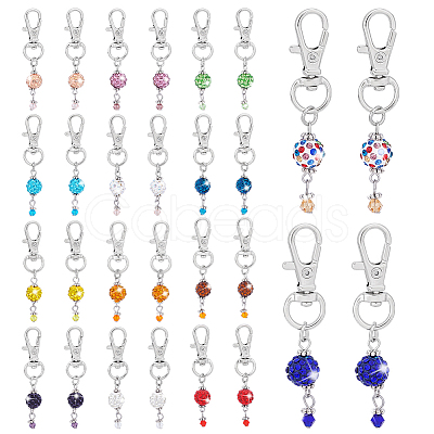 28Pcs 14 Colors Rhinestone Pave Disco Ball and Bicone Glass Dress Zipper Helper HJEW-PH01984-1