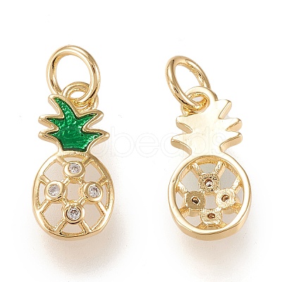 Brass Micro Pave Clear Cubic Zirconia Charms LS-ZIRC-K086-01G-1