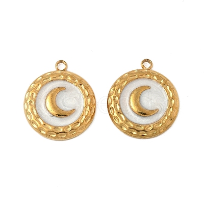 304 Stainless Steel Enamel Pendants STAS-V015-49G-1