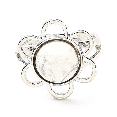 Natural Howlite Adjustable Rings RJEW-P043-01P-21-1