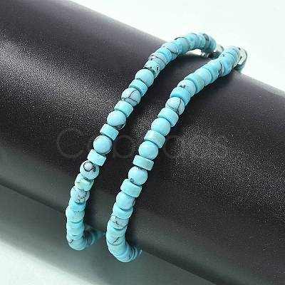 Synthetic Turquoise Beads Stretch Bracelets for Women Men PW-WG6A9BA-03-1