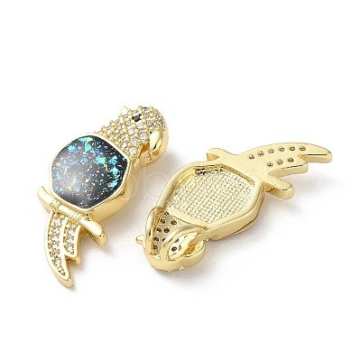 Brass Micro Pave Clear Cubic Zirconia Pendants KK-C045-41G-1