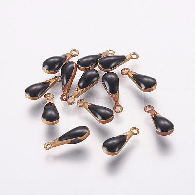 Antique Golden Plated Brass Enamel Teardrop Charms KK-Q571-01H-1
