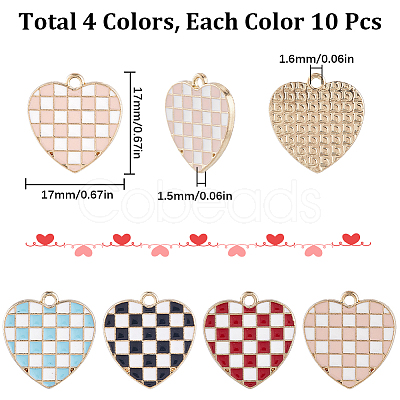 40Pcs 4 Colors Alloy Enamel Pendants ENAM-SC0004-34-1