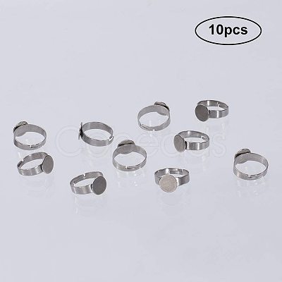 Adjustable 304 Stainless Steel Finger Rings Components STAS-PH0019-20P-1