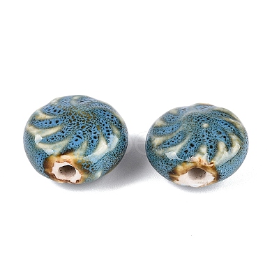 Windmill Spiral Pattern Vintage Handmade Porcelain Beads PORC-N013-19-07-1