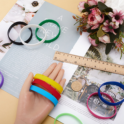 40Pcs 10 Colors Flat Plain Silicone Cord Bracelets Set for Men Women BJEW-GF0001-16-1