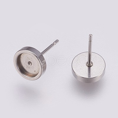 Non-Tarnish 201 Stainless Steel Stud Earring Settings STAS-I088-F-03P-1