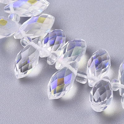 Electroplate Glass Faceted Teardrop Beads Strands EGLA-D014-38-1