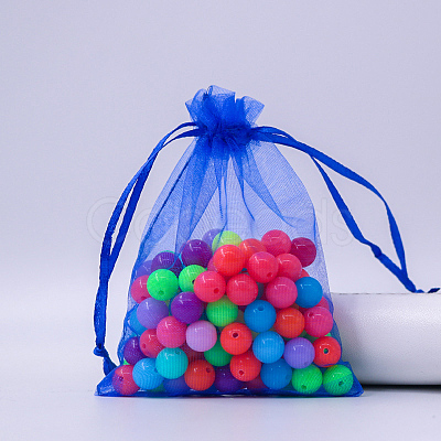 Rectangle Organza Drawstring Bags CON-PW0001-054C-02-1