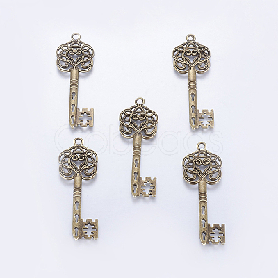 Tibetan Style Alloy Big Skeleton Key Pendants LS-MLF9750Y-NF-1