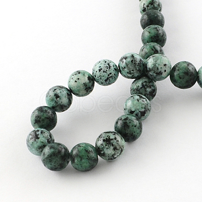 Dyed Natural Sesame Jasper Round Beads Strands G-R342-10mm-13-1