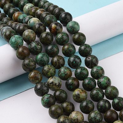 Natural African Turquoise(Jasper) Beads Strands TURQ-G037-10mm-1