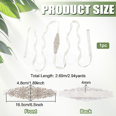 1Pc Plastic & Alloy & Polyester & Rhinestone Flower Bouquet Ribbon DIY-FG0010-32-1