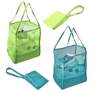 2Pcs 2 Colors Polyester Mesh Beach Bag ABAG-SZ0001-18B-1