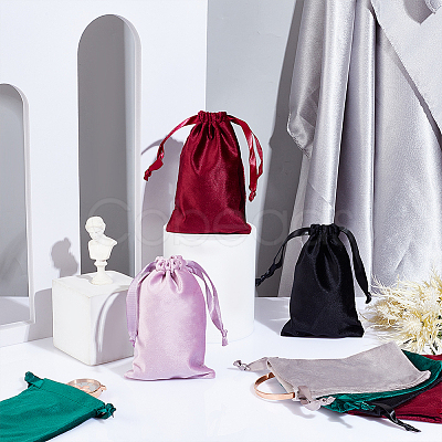 20Pcs 5 Colors Rectangle Velvet Packing Pouches TP-NB0001-51-1