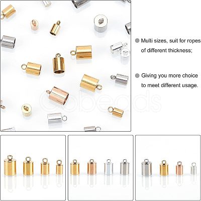 32Pcs 16 Style Ion Plating(IP) 304 Stainless Steel Cord Ends STAS-UN0027-89-1