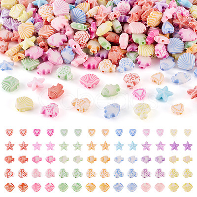 500Pcs 5 Sstyle Craft Style Acrylic Beads MACR-TA0002-62-1
