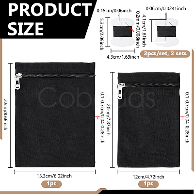 2Pcs 2 Styles Rectangle Canvas Cloth Zipper Pocket Storage Bags ABAG-NB0002-33A-1