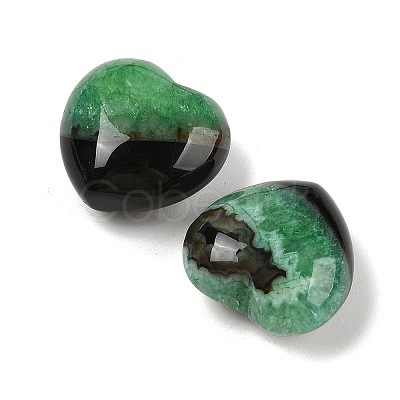 Natural Agate(Dyed & Heated) Heart Palm Stone G-Q021-04D-1