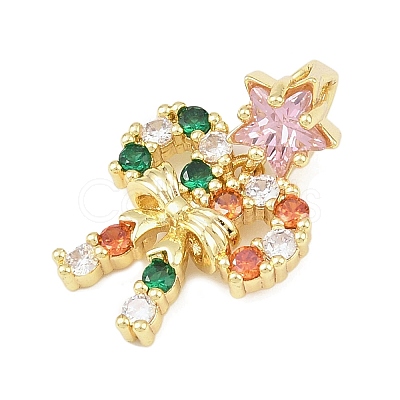 Christmas Brass Micro Pave Cubic Zirconia Pendants KK-H518-03B-G-1