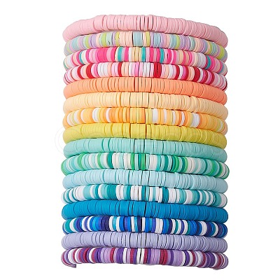 16Pcs 16 Colors Handmade Polymer Clay Beaded Stretch Bracelets Sets BJEW-JB10764-1