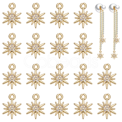 20Pcs Brass Glass Charms KK-BC0014-95-1