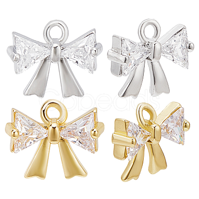 12Pcs 2 Colors Rack Plating Brass Micro Pave Cubic Zirconia Pendants KK-HY0003-89-1