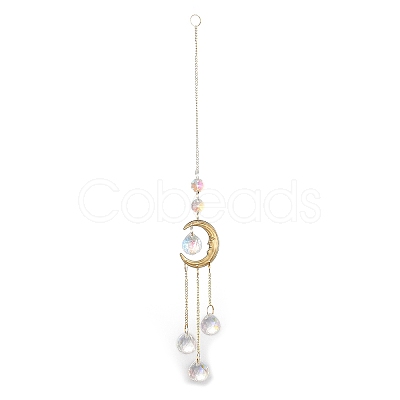 Glass Teardrop Big Pendant Decorations HJEW-M005-05B-G-1