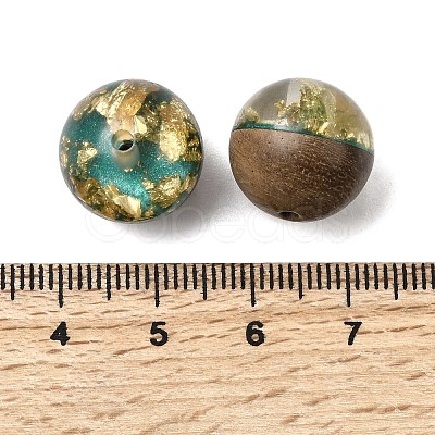 Walnut Wood with Resin Gold Foil Beads WOOD-G025-01C-1