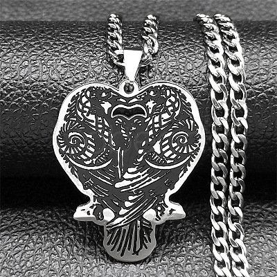 201 Stainless Steel Black Enamel Double Raven Pendant Necklaces NJEW-H065-09P-1